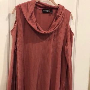 Long sleeve cold shoulder cowl neck tunic